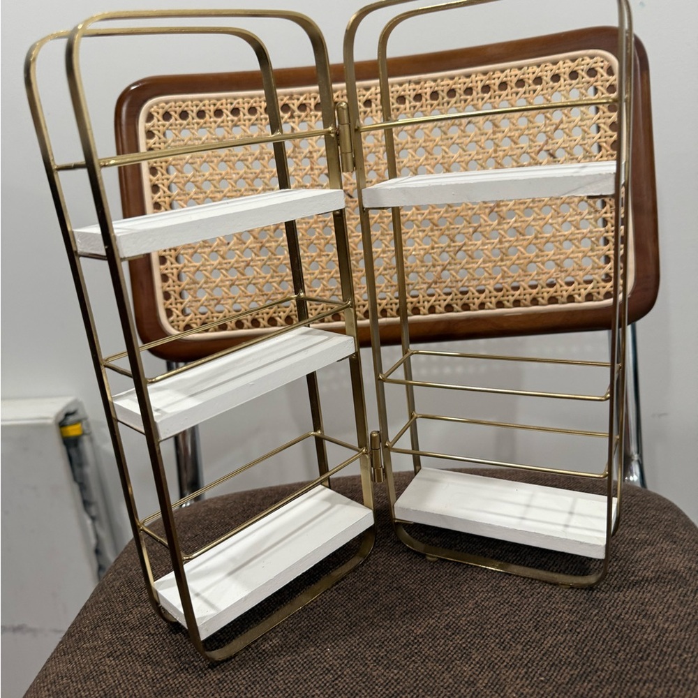 Gold and White Folding Shelf Organizer